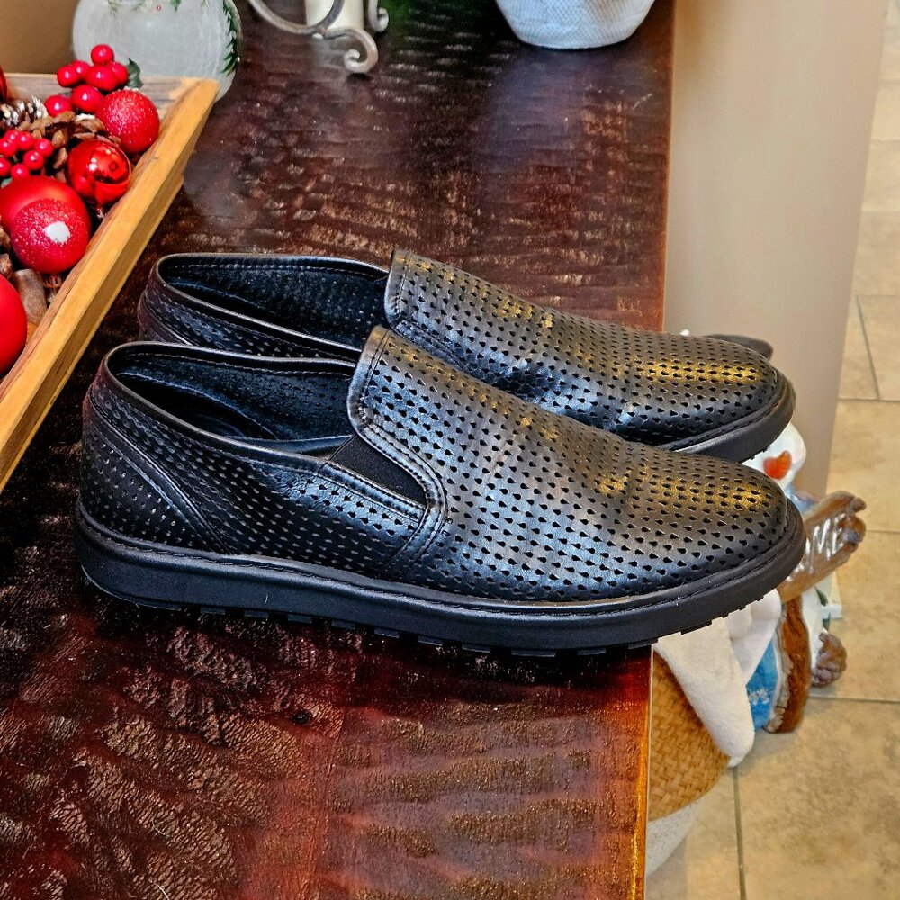 Vince Camuto Men's Perforated Leather Loafers, Black, Sz 12